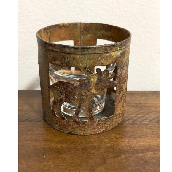 Rustic, Metal, Moose, Cutout, Distressed, Votive, Candle Holder, Cabin Decor - Picture 2 of 8